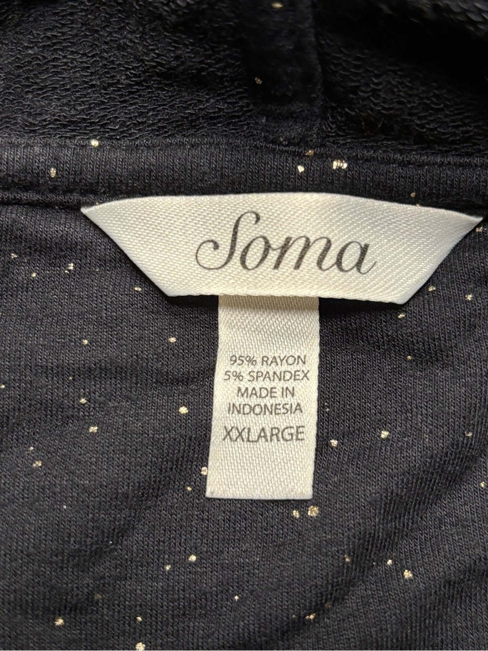 Soma Black Gold Speckled Cowl Neck Tunic Top w/Pockets Size XXL Soft Stretch - Picture 8 of 11